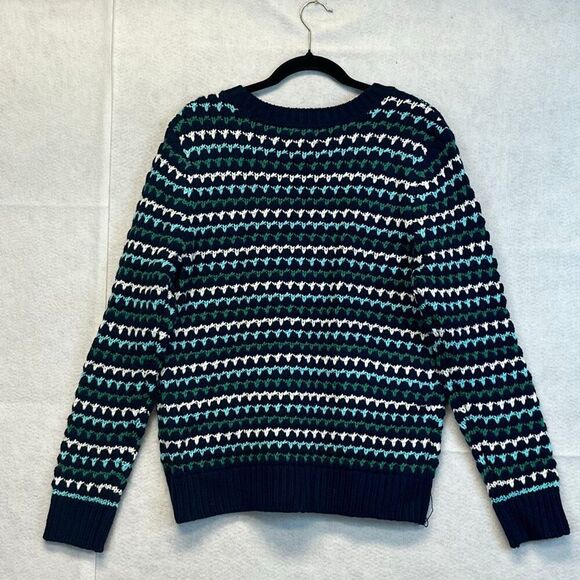 NWT ST. JOHN’S BAY Women’s Cable Knit Sweater Sz Large Crew Neck Blue White LS - Picture 9 of 12